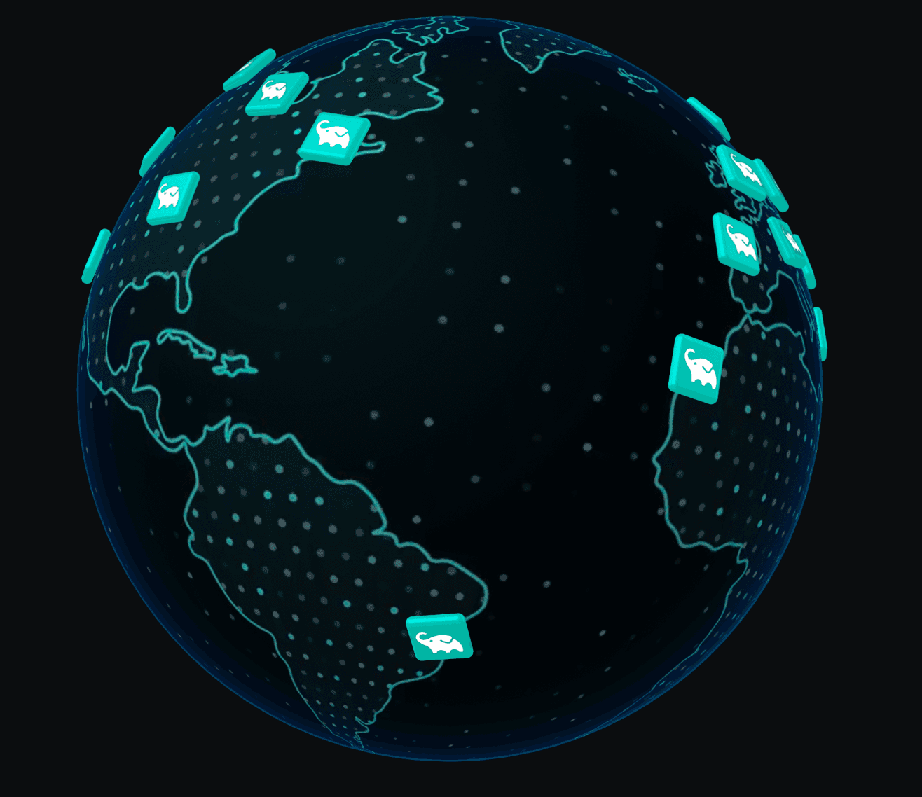 Globe with location markers showing Gradle's global presence